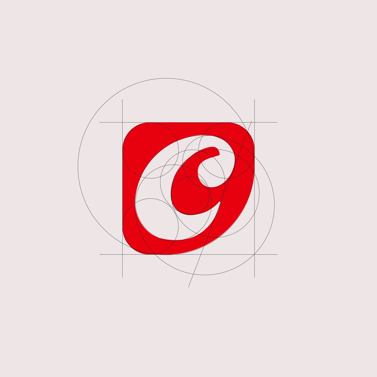 Grille de construction du monogramme Chearn : cercles et axes