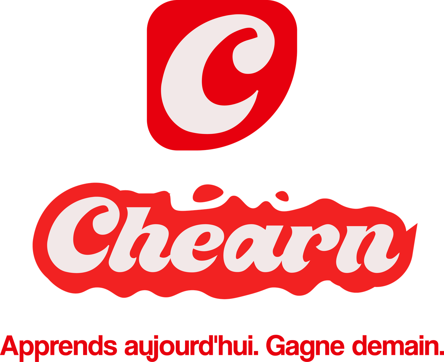 Signature Chearn : monogramme, logotype et baseline « Apprends aujourd'hui. Gagne demain. »