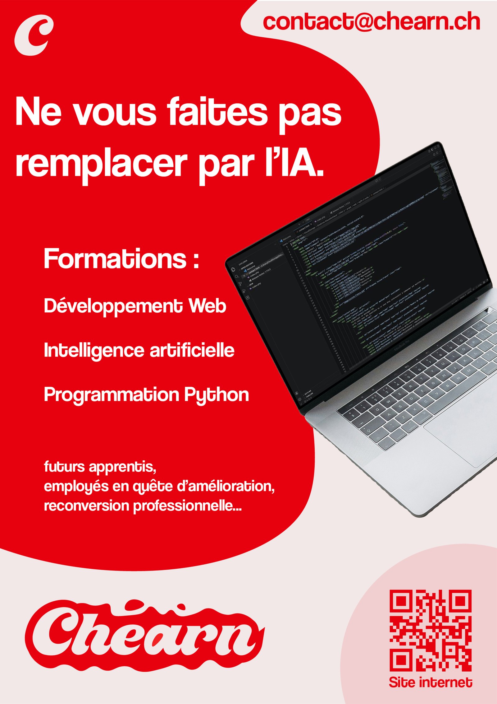Affiche Chearn : Ne vous faites pas remplacer par l'IA