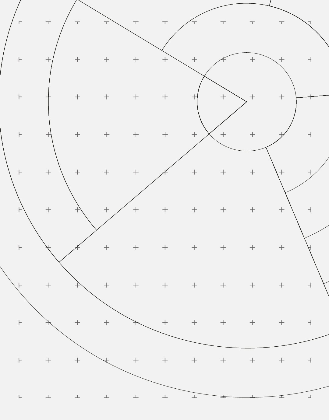 Construction géométrique de l'affiche : cercles concentriques, triangle et grille de repères