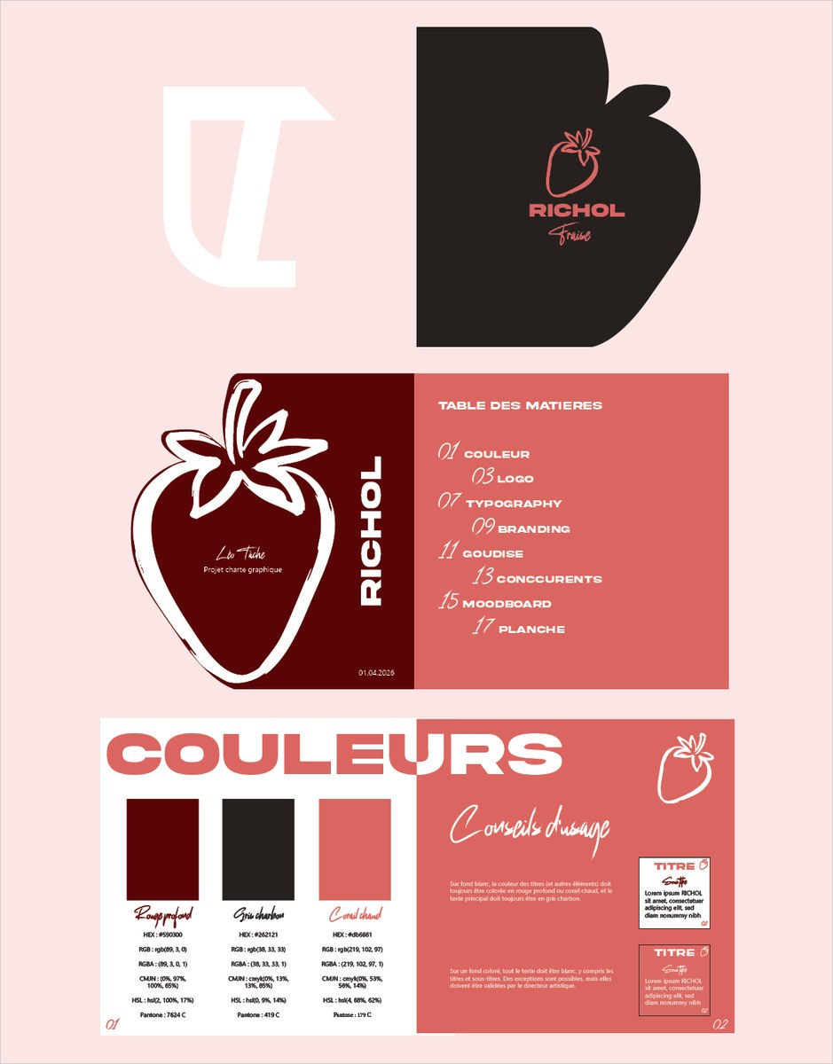 Charte Richol : couverture, sommaire et page couleurs