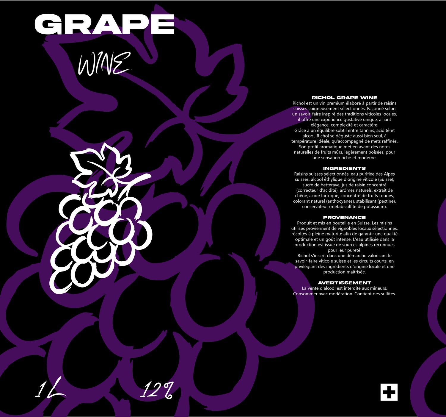 Étiquette à plat du Richol Grape Wine